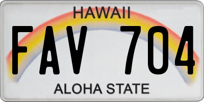 HI license plate FAV704