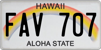 HI license plate FAV707