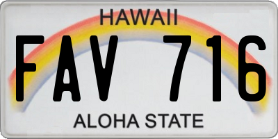 HI license plate FAV716