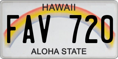 HI license plate FAV720