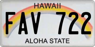 HI license plate FAV722