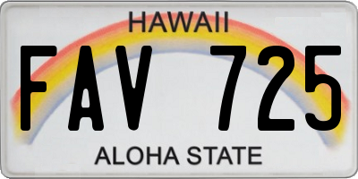 HI license plate FAV725