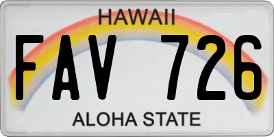 HI license plate FAV726
