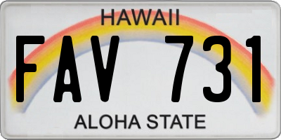 HI license plate FAV731