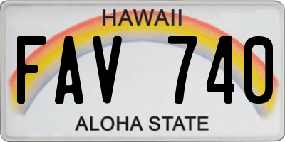 HI license plate FAV740