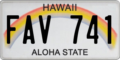 HI license plate FAV741