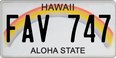 HI license plate FAV747