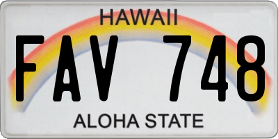 HI license plate FAV748