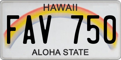 HI license plate FAV750