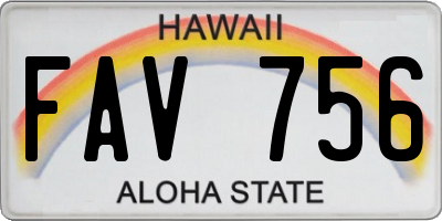 HI license plate FAV756
