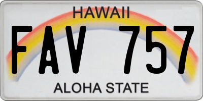 HI license plate FAV757
