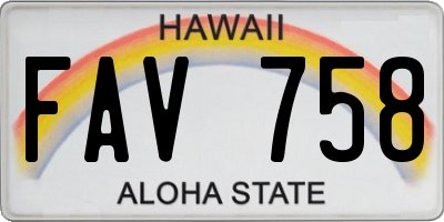 HI license plate FAV758