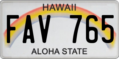 HI license plate FAV765