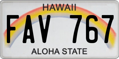 HI license plate FAV767