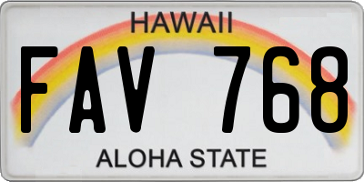 HI license plate FAV768