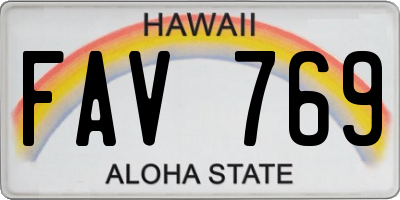 HI license plate FAV769