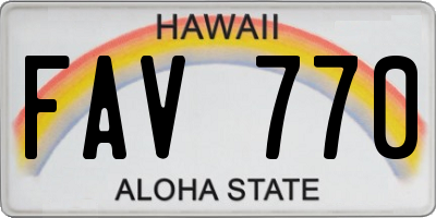 HI license plate FAV770