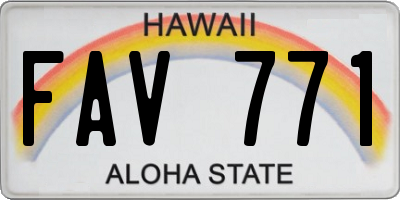 HI license plate FAV771