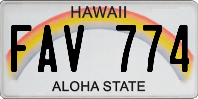 HI license plate FAV774