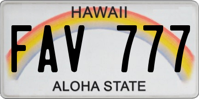HI license plate FAV777