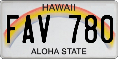 HI license plate FAV780