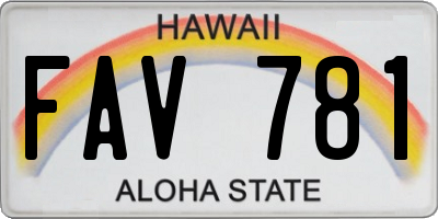 HI license plate FAV781