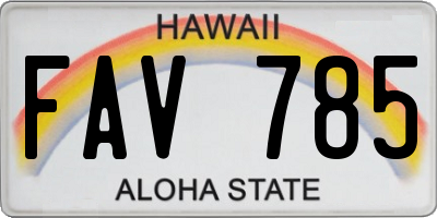 HI license plate FAV785