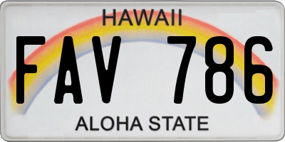 HI license plate FAV786