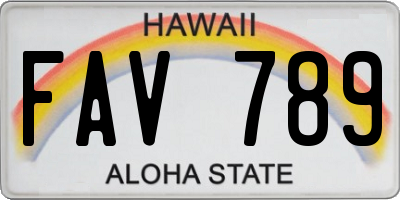 HI license plate FAV789