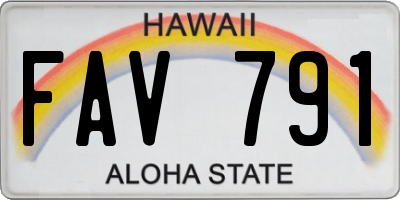 HI license plate FAV791