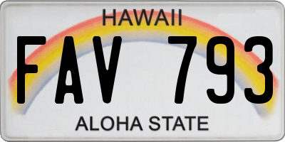 HI license plate FAV793