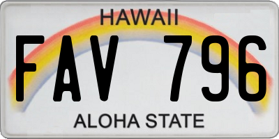 HI license plate FAV796