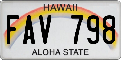 HI license plate FAV798