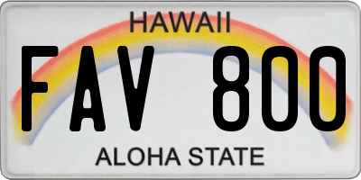 HI license plate FAV800