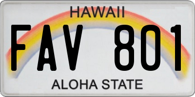 HI license plate FAV801