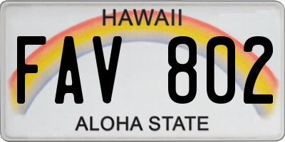 HI license plate FAV802