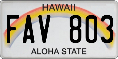 HI license plate FAV803