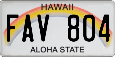 HI license plate FAV804