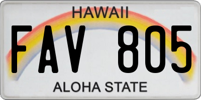 HI license plate FAV805