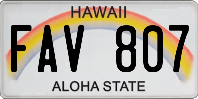 HI license plate FAV807