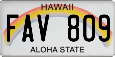 HI license plate FAV809