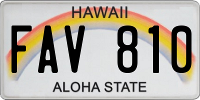 HI license plate FAV810
