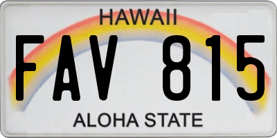 HI license plate FAV815