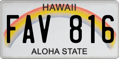 HI license plate FAV816
