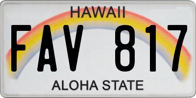 HI license plate FAV817