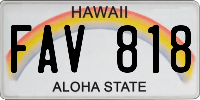 HI license plate FAV818