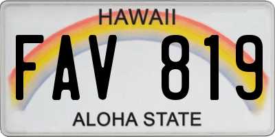 HI license plate FAV819