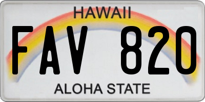 HI license plate FAV820