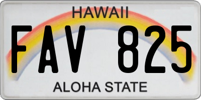 HI license plate FAV825
