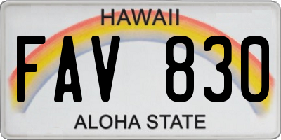 HI license plate FAV830